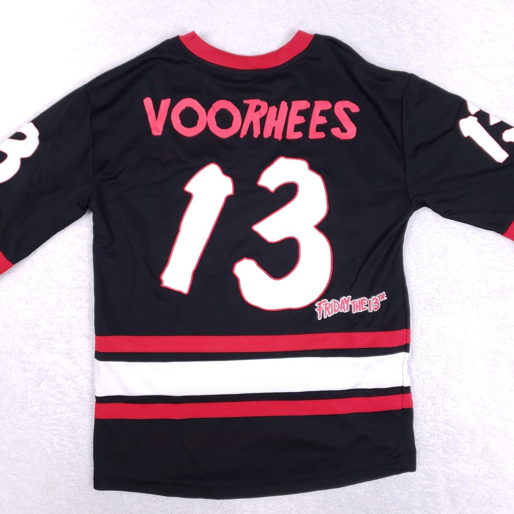 Friday the 13th Jason Voorhees Hockey Jersey Black Red Slasher Horror Small - Picture 7 of 9